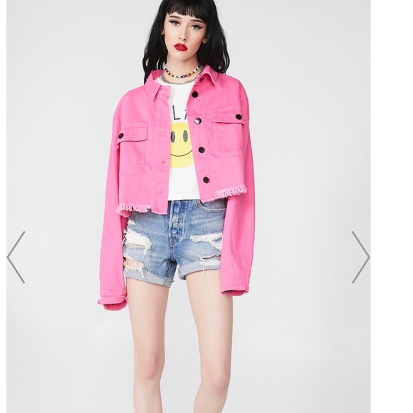 short pink denim jacket